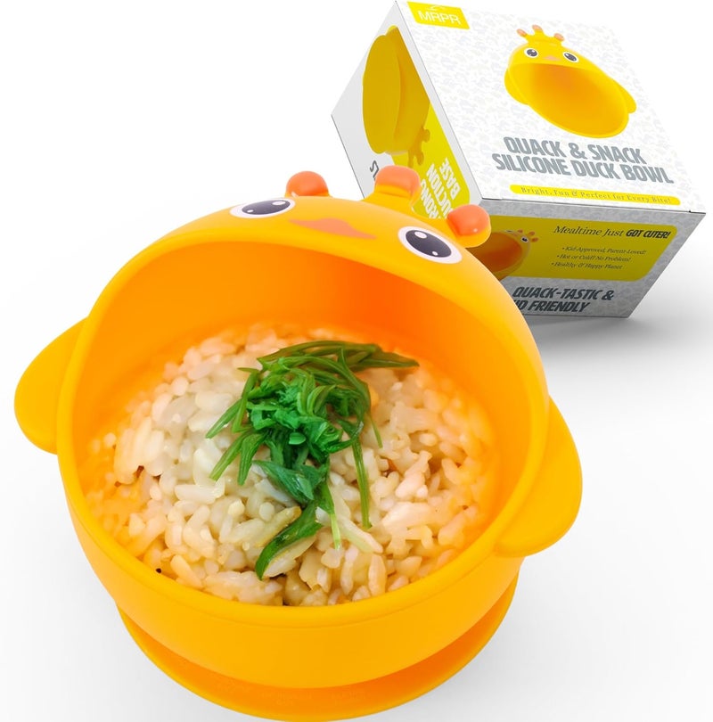 MRPR Quack & Snack Silicone Duck Bowl - Baby & Toddler Suction-Bowl - BPA, Lead, and Phthalate Free, Microwave & Dishwasher safe - Mess-Free Mealtime - Fun & Durable Snack-bowl for Kids - Image 3